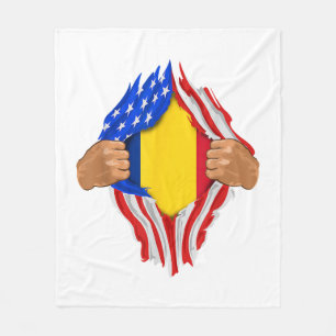 Romanian Blood Inside Me T-Shirt Romania Flag Fleece Blanket
