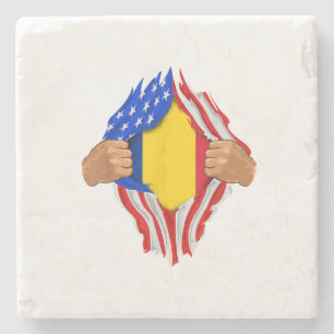 Romanian Blood Inside Me T-Shirt Romania Flag Stone Coaster