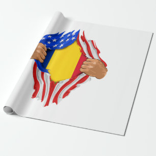 Romanian Blood Inside Me T-Shirt Romania Flag Wrapping Paper
