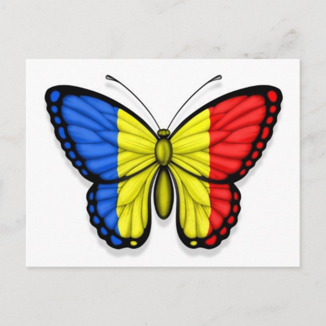 Romanian Butterfly Flag Postcard (Front)