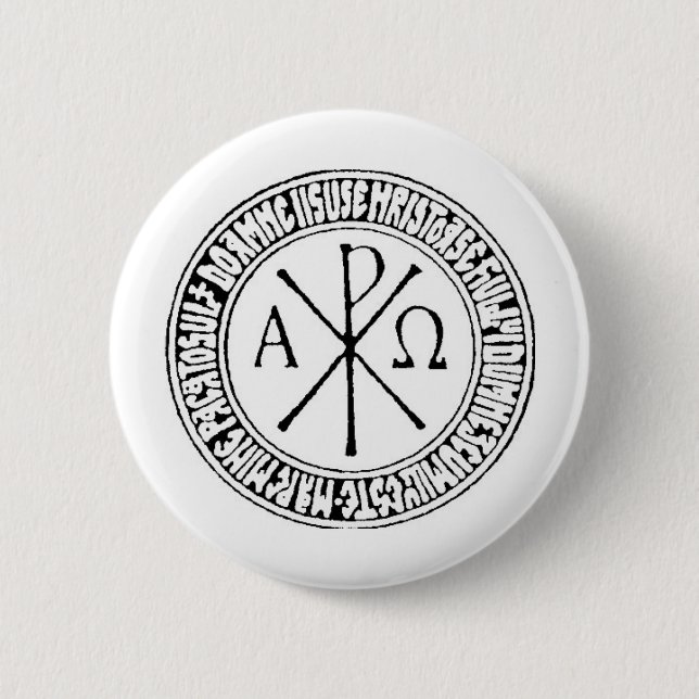 Romanian Christogram with Jesus Prayer 6 Cm Round Badge (Front)