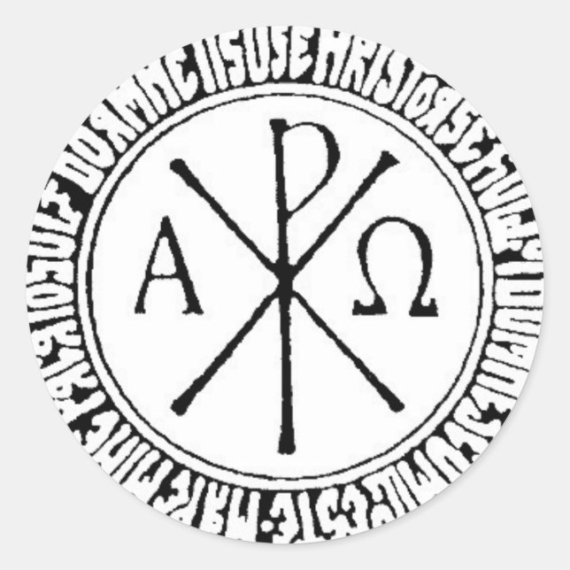 Romanian Christogram with Jesus Prayer Classic Round Sticker (Front)