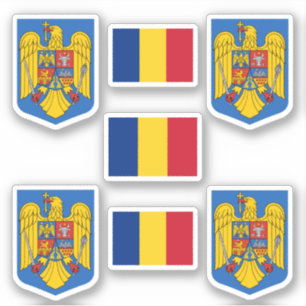 Romanian coat of arms and flag Sticker