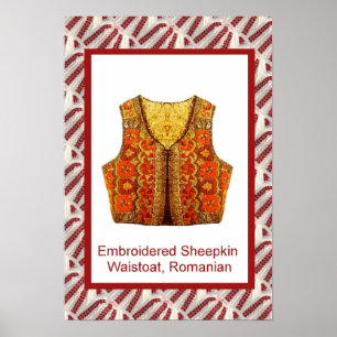 Romanian craft, embroidered waistcoat poster