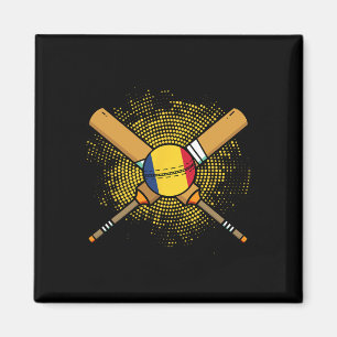 Romanian Cricket Racket And Ll Flag Of Romania  Magnet