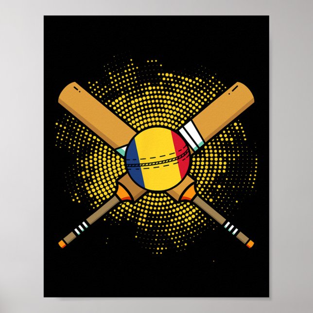 Romanian Cricket Racket And Ll Flag Of Romania  Poster (Front)