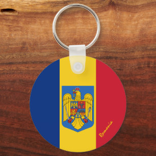 Romanian flag, emblem & Romania holiday / sports Key Ring