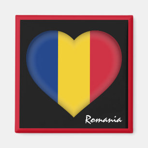 Romanian flag & Heart, Romania holiday /sports Magnet
