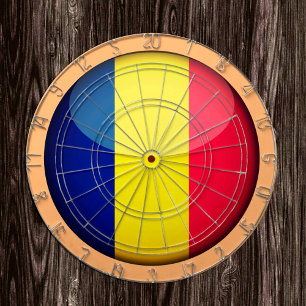 Romanian Flag & Romania dartboard games /Rustic