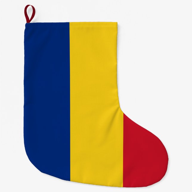 Romanian Flag (Romania) Large Christmas Stocking (Front)