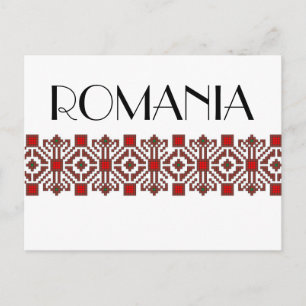 romanian folk costume stitch geometric floral art postcard