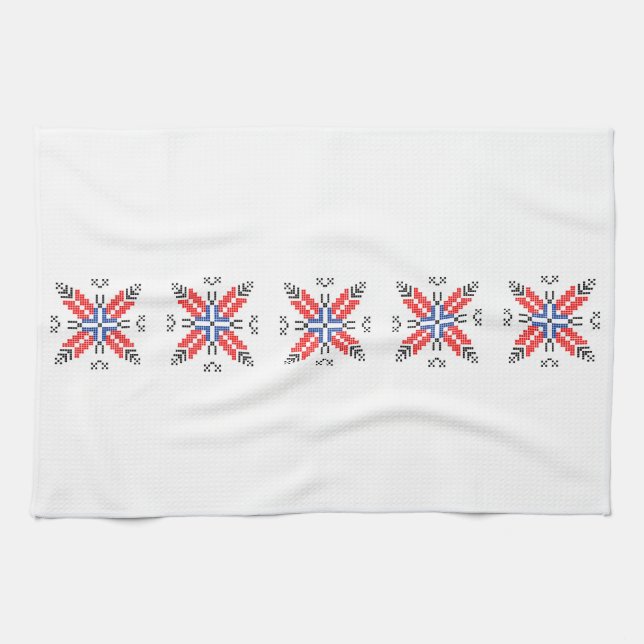 romanian folk motif country symbol popular costume tea towel (Horizontal)