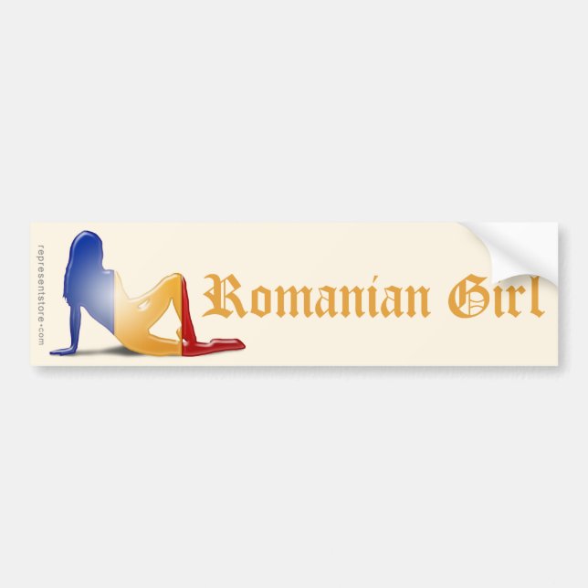Romanian Girl Silhouette Flag Bumper Sticker (Front)