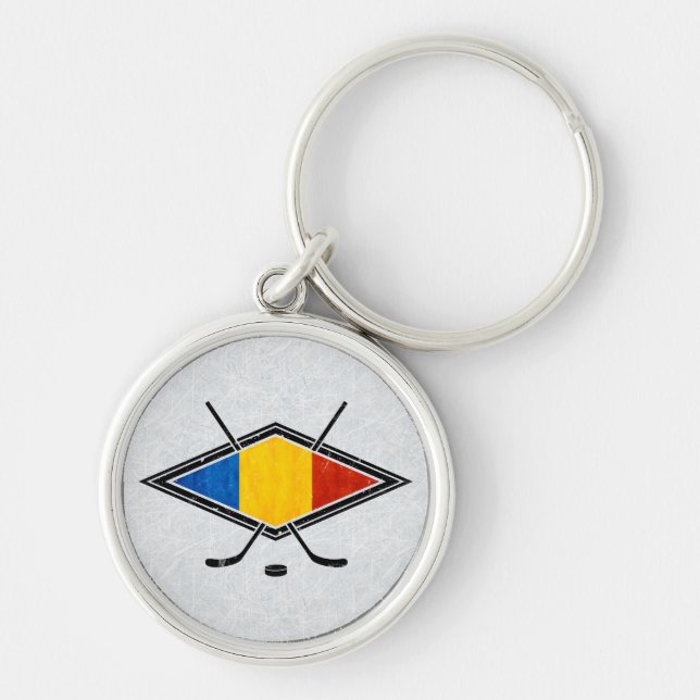 Romanian Ice Hockey Flag Key Ring (Front)