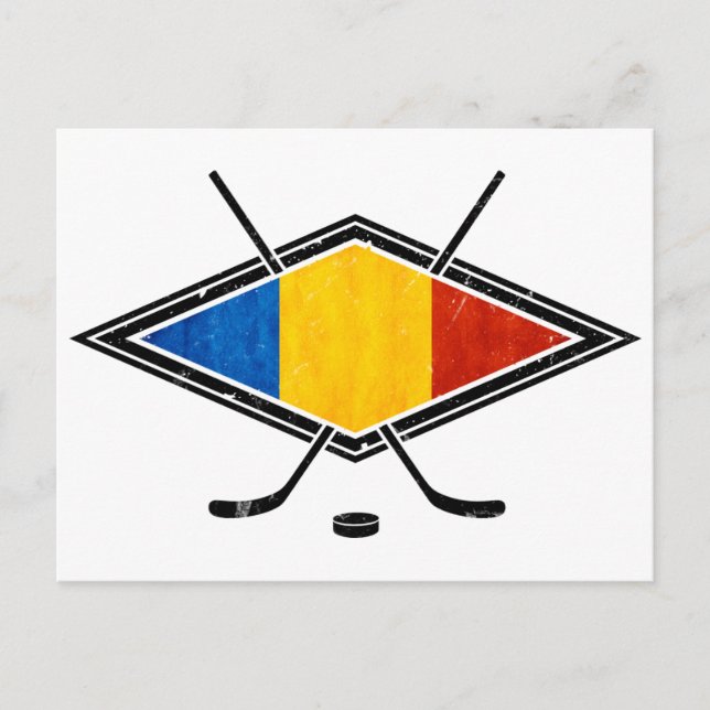 Romanian Ice Hockey Flag Postcard (Front)