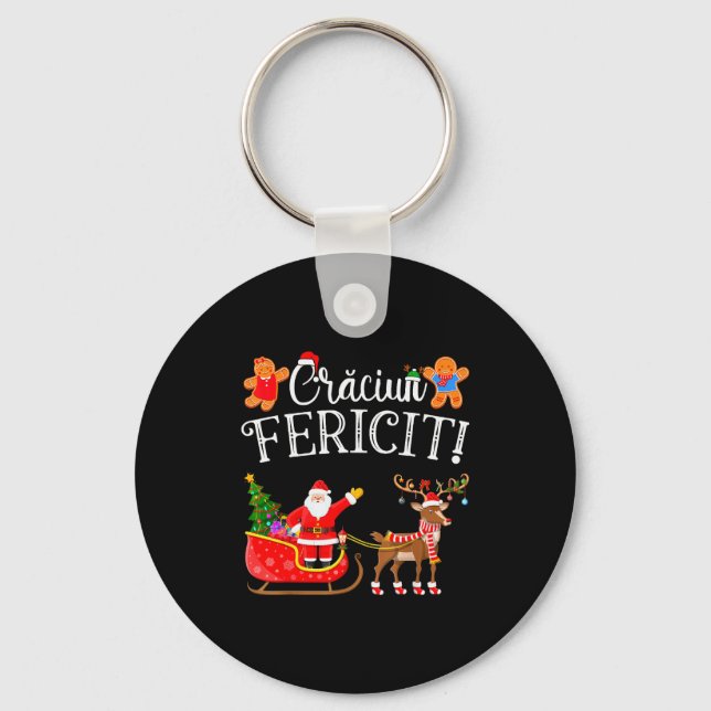 Romanian Merry Christmas Craciun Fericit  Key Ring (Front)
