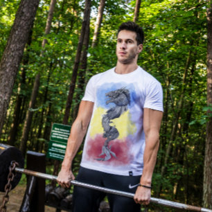 Romanian national flag and ancient Dacian Wolf T-Shirt