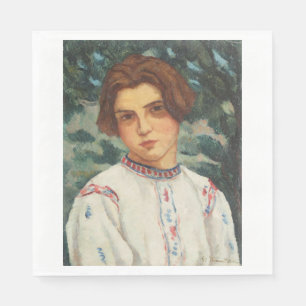 Romanian Peasant Woman (by Stefan Dimitrescu) Napkin