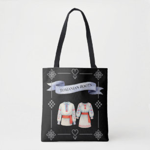 Romanian Roots Folk Costume Traditional Attire Tote Bag