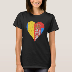 Romanian Serbian Flag Heart   T-Shirt