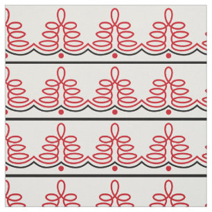Romanian Traditional Folk Motif in Red and Black Fabric