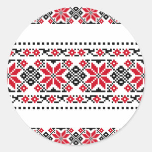 Romanian Traditional Motif "The Stars" Classic Round Sticker