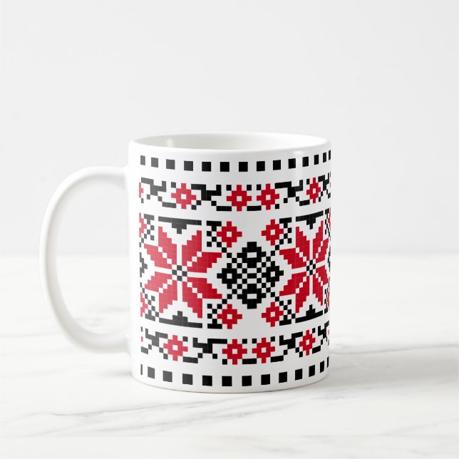 Romanian Traditional Motif "The Stars" Coffee Mug (Left)