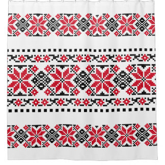 Romanian Traditional Motif "The Stars" Shower Curtain