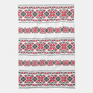 Romanian Traditional Motif "The Stars" Tea Towel