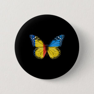 Romanian Ukrainian Flag Butterfly Romania Ukraine 6 Cm Round Badge