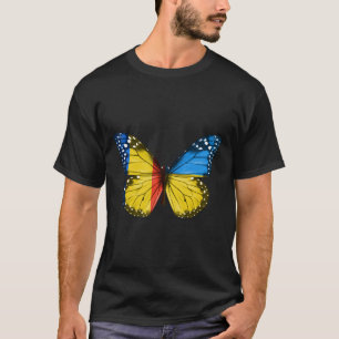 Romanian Ukrainian Flag Butterfly Romania Ukraine T-Shirt