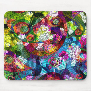 Romanic Colourful Retro Flower Design Mouse Pad