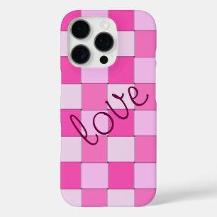 Romanic Pink Woven Tiles with Love iPhone 16 Pro Case