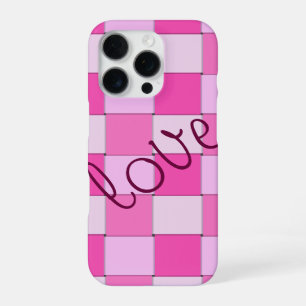 Romanic Pink Woven Tiles with Love iPhone Case