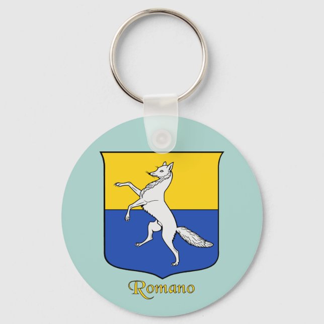 Romano Italian Surname Historical Shield Key Ring (Front)