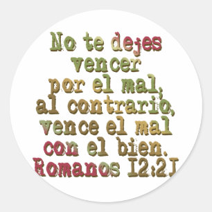 Romanos 12:21 classic round sticker
