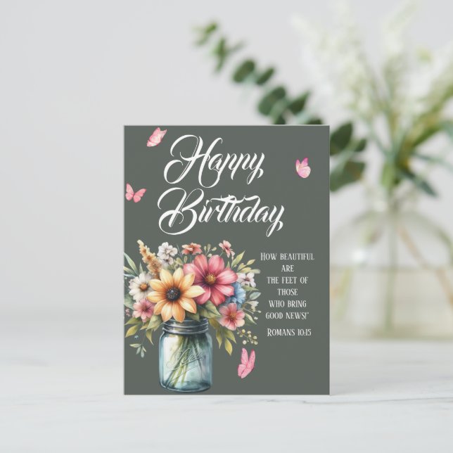 Romans 10:15 Birthday Postcard (Standing Front)