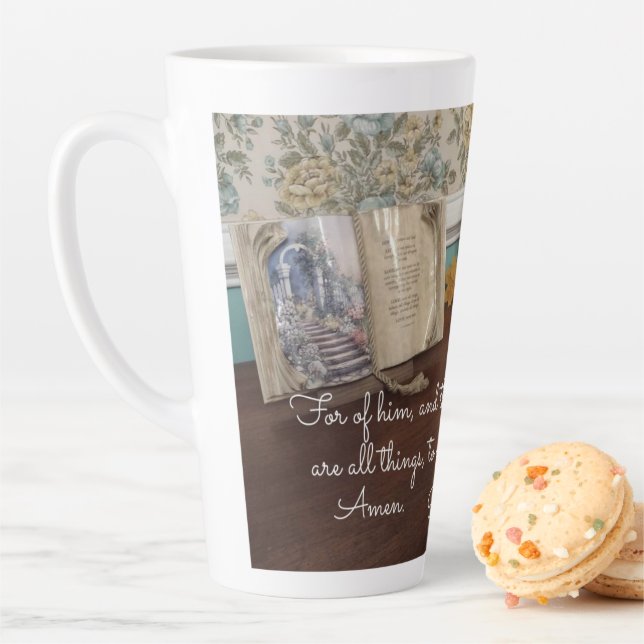 Romans 11:36 For of him and through him Latte Mug (In Situ)
