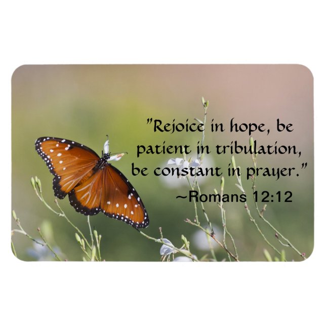 Romans 12:12 butterfly magnet (Horizontal)