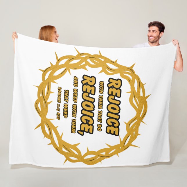 Romans 12:15 KJV Bible Scripture Verse Fleece Blanket (In Situ)