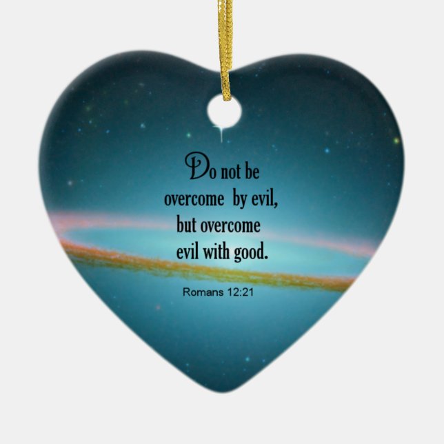 Romans 12:21 ceramic ornament (Front)