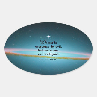 Romans 12:21 oval sticker
