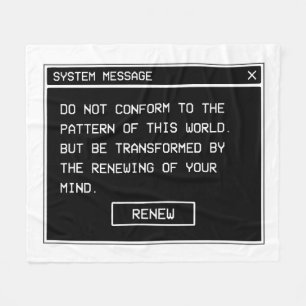 Romans 12:2 Black and White Computer Alert Window Fleece Blanket
