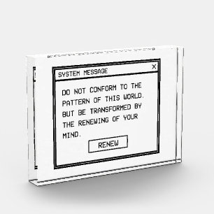 Romans 12:2 Black and White Computer Alert Window Photo Block