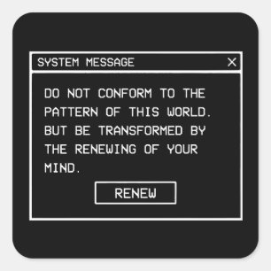 Romans 12:2 Black and White Computer Alert Window Square Sticker