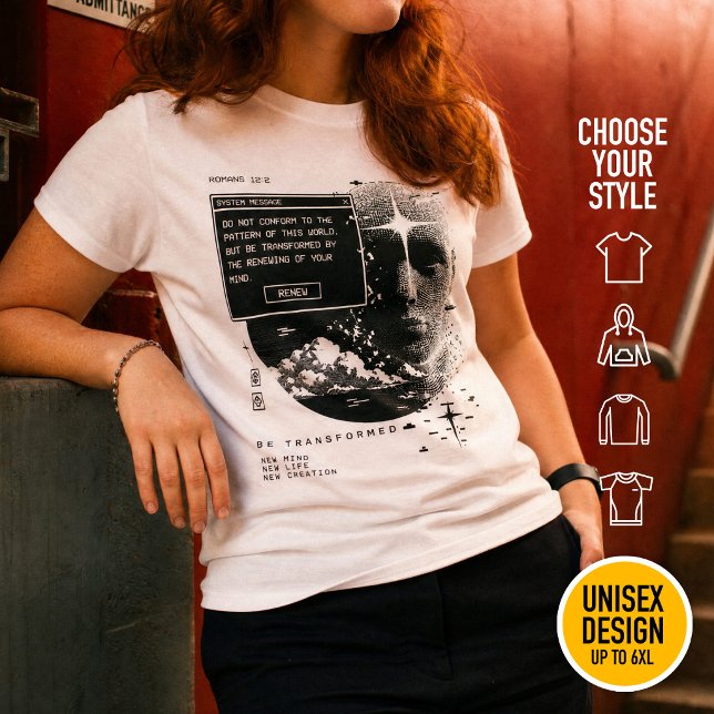 Romans 12:2 Do not conform Christian Retrowave T-Shirt (Heavyweight Streetwear Christian T-Shirts & available oversize 3XL, 4XL, 5XL, 6XL. Choose your style)