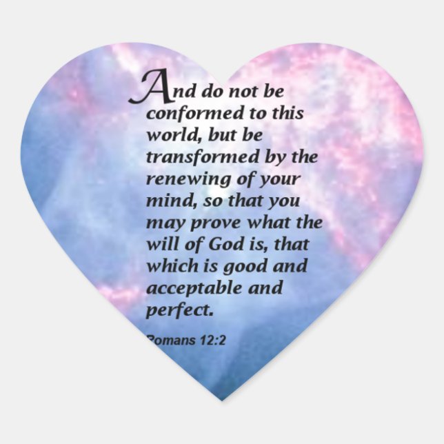 Romans 12:2 heart sticker (Front)
