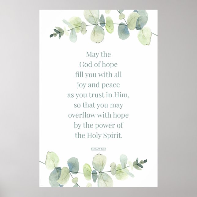 Romans 15:13, Bible Verse Print, God of Hope Poster (Front)