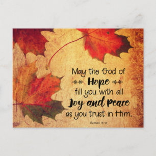 Romans 15:13 God of Hope Autumn Leaves Postcard