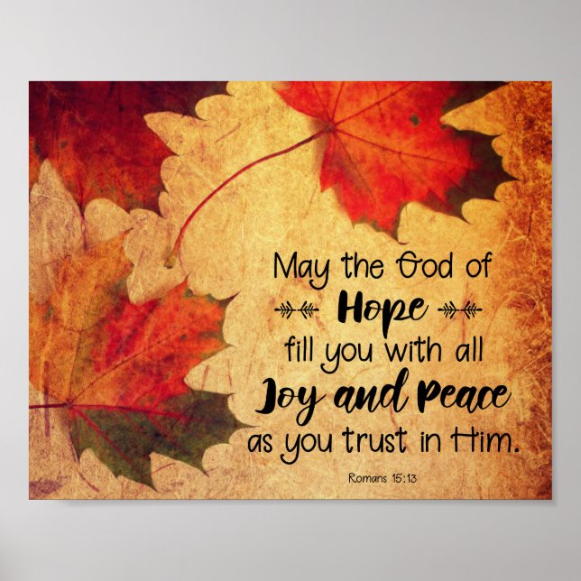 Romans 15:13 God of Hope Autumn Leaves Poster (Front)